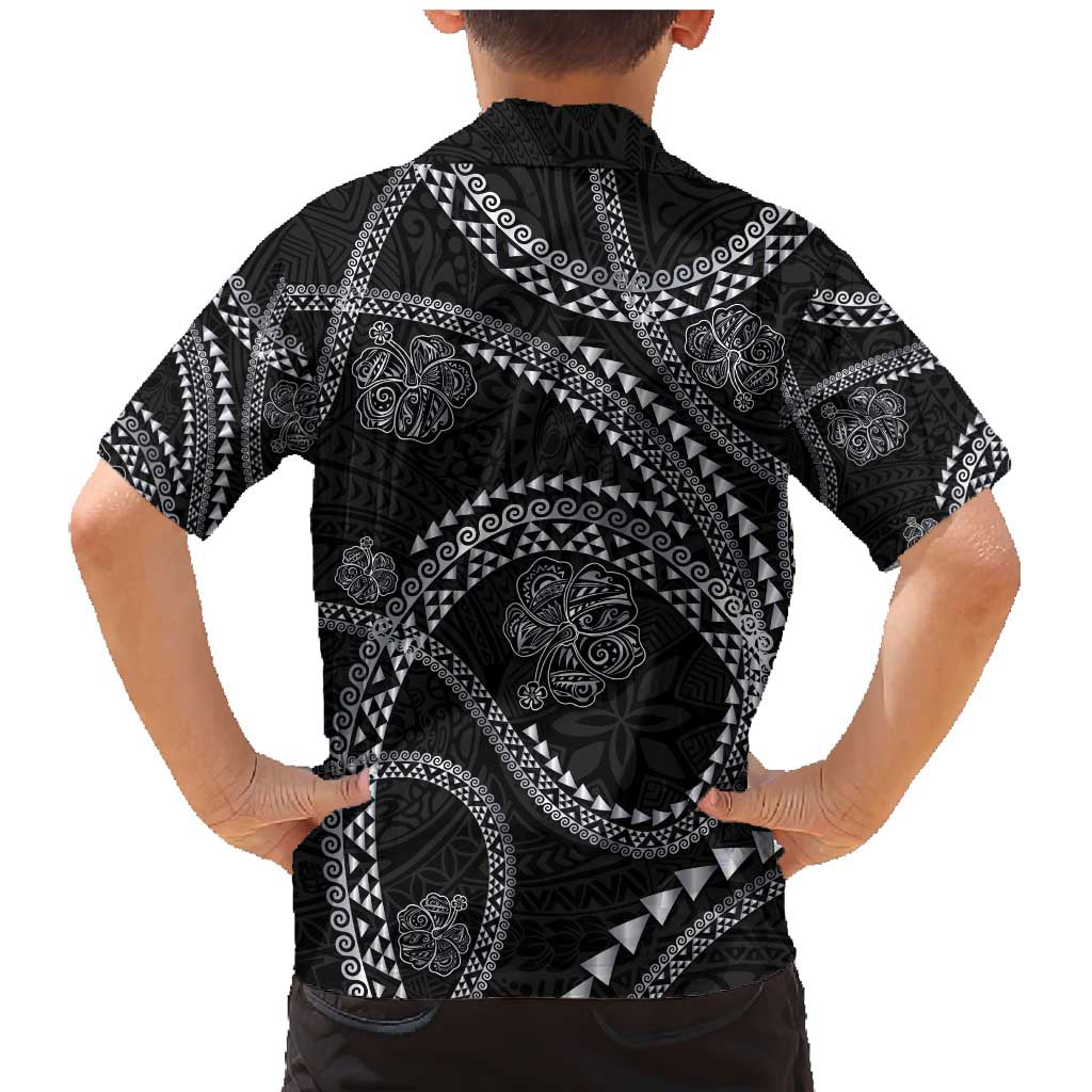 Hawaiian Kakau Art and Hisbiscus Tattoo Family Matching Mermaid Dress and Hawaiian Shirt Tribal Pattern-Silver Style LT03 - Polynesian Pride