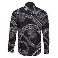 Hawaiian Kakau Art and Hisbiscus Tattoo Family Matching Mermaid Dress and Hawaiian Shirt Tribal Pattern-Silver Style LT03 - Polynesian Pride