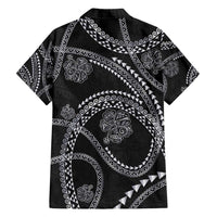 Hawaiian Kakau Art and Hisbiscus Tattoo Family Matching Short Sleeve Bodycon Dress and Hawaiian Shirt Tribal Pattern-Silver Style LT03 - Polynesian Pride