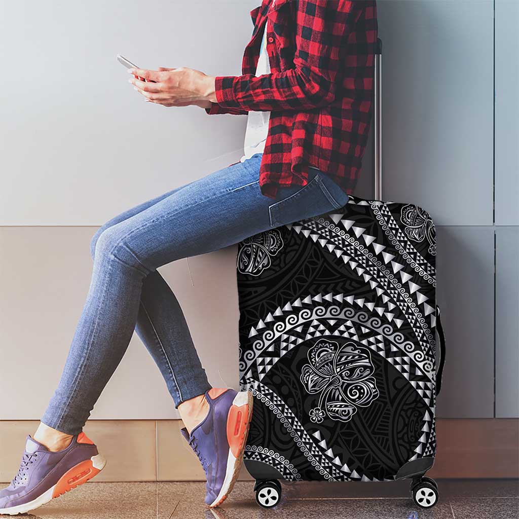 Hawaiian Kakau Art and Hisbiscus Tattoo Luggage Cover Tribal Pattern-Silver Style - Polynesian Pride
