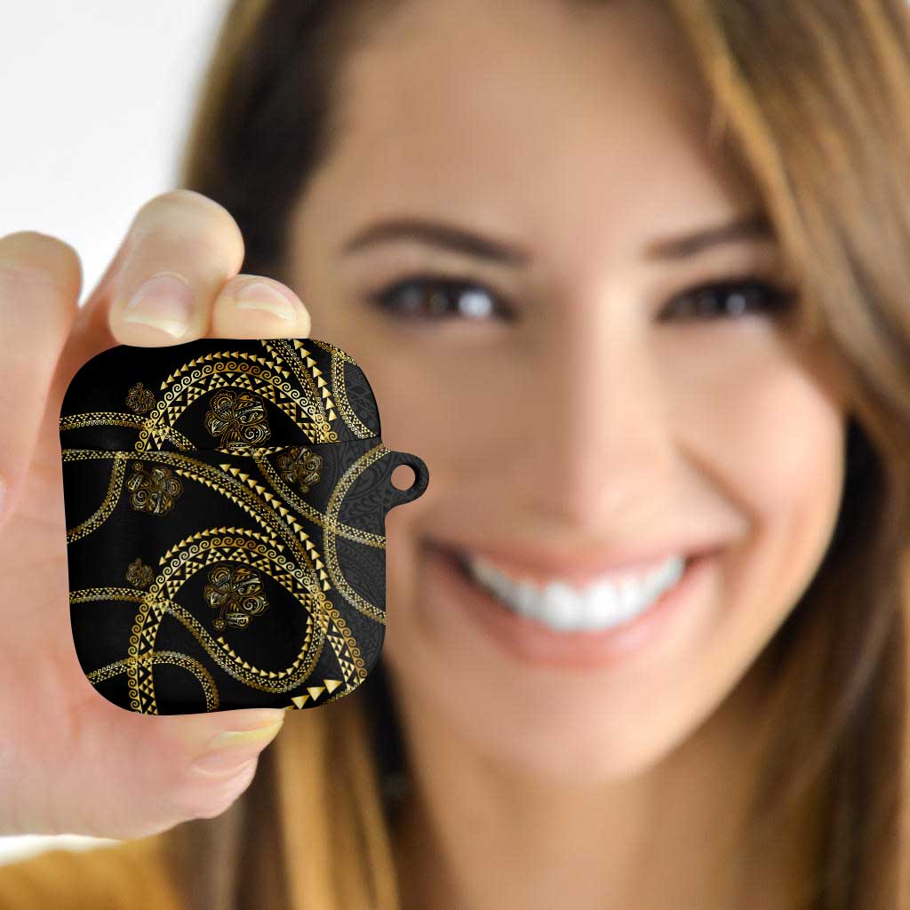 Hawaiian Kakau Art and Hisbiscus Tattoo AirPods Case Tribal Pattern-Gold Style LT03 - Polynesian Pride