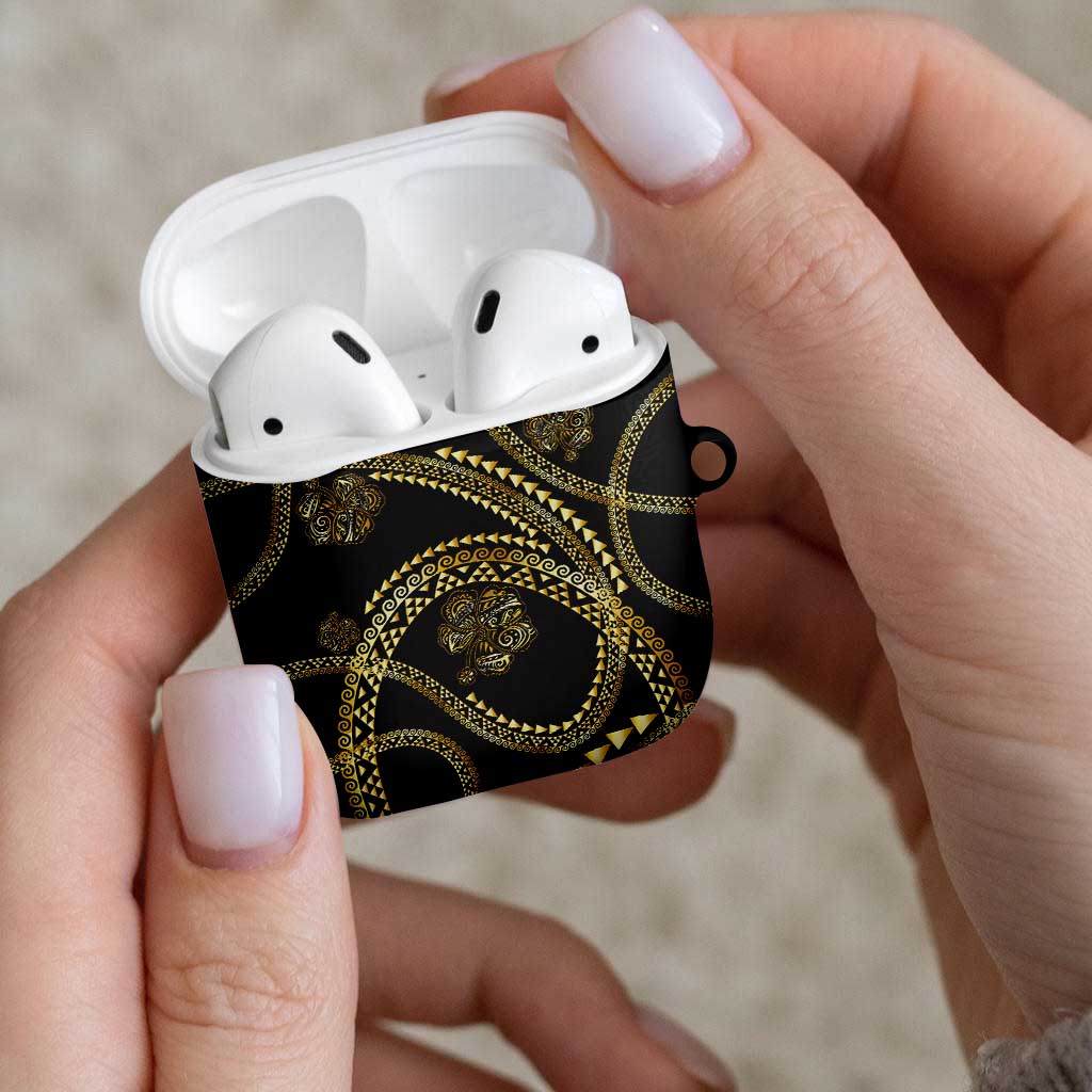 Hawaiian Kakau Art and Hisbiscus Tattoo AirPods Case Tribal Pattern-Gold Style LT03 - Polynesian Pride