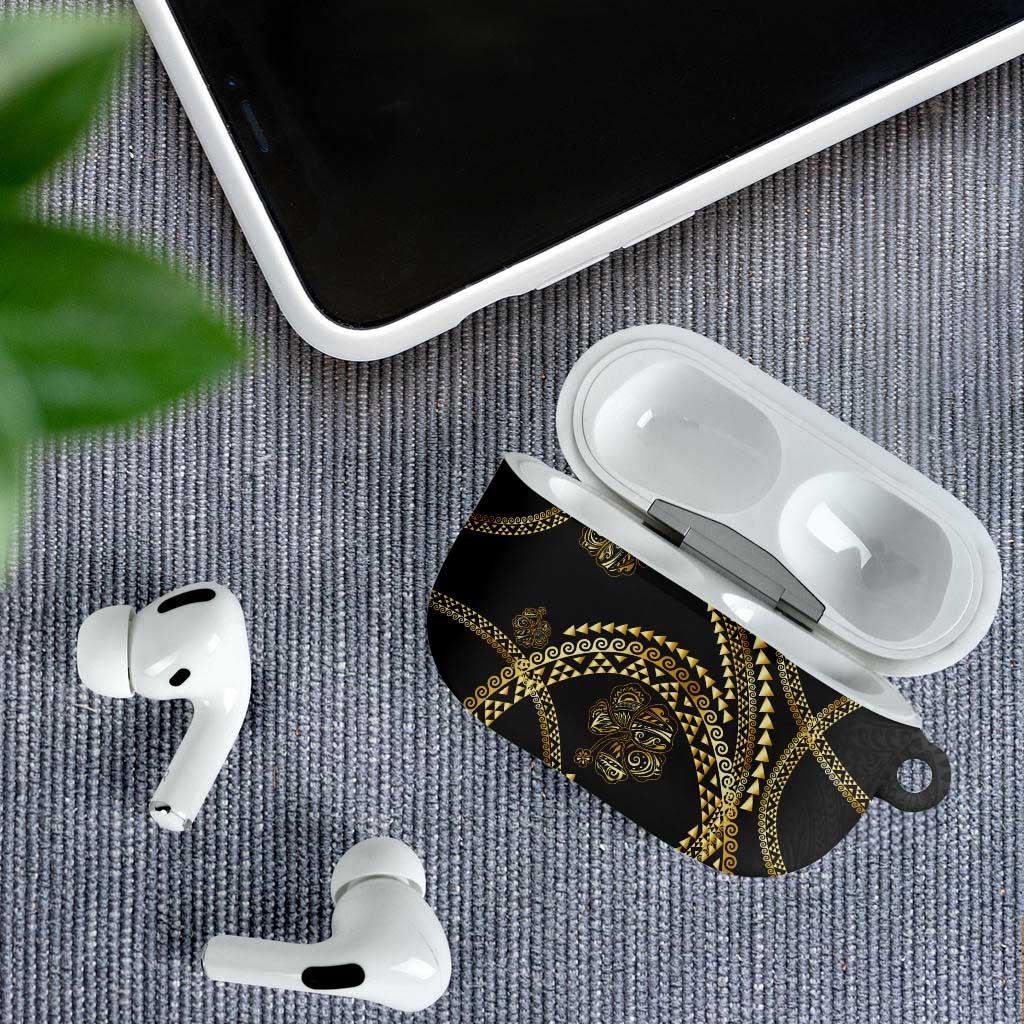 Hawaiian Kakau Art and Hisbiscus Tattoo AirPods Case Tribal Pattern-Gold Style LT03 - Polynesian Pride