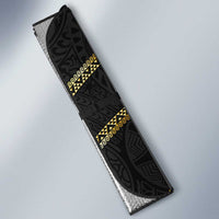 Hawaiian Kakau Art and Hisbiscus Tattoo Auto Sun Shade Tribal Pattern-Gold Style - Polynesian Pride