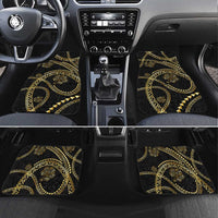 Hawaiian Kakau Art and Hisbiscus Tattoo Car Mats Tribal Pattern-Gold Style LT03 Set 4pcs Black - Polynesian Pride