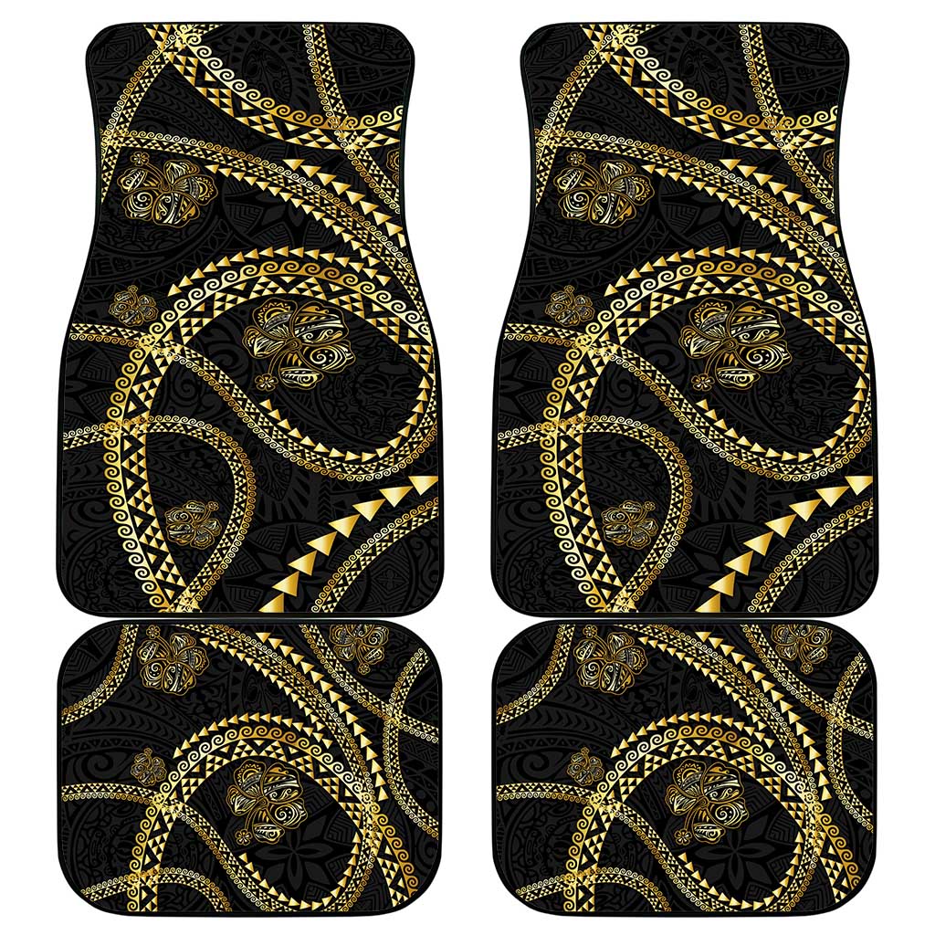 Hawaiian Kakau Art and Hisbiscus Tattoo Car Mats Tribal Pattern-Gold Style LT03 - Polynesian Pride