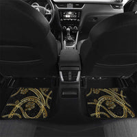 Hawaiian Kakau Art and Hisbiscus Tattoo Car Mats Tribal Pattern-Gold Style LT03 Set 2pcs - Back Black - Polynesian Pride