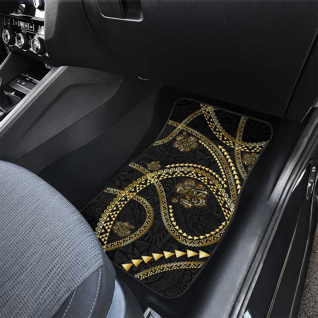 Hawaiian Kakau Art and Hisbiscus Tattoo Car Mats Tribal Pattern-Gold Style LT03 - Polynesian Pride
