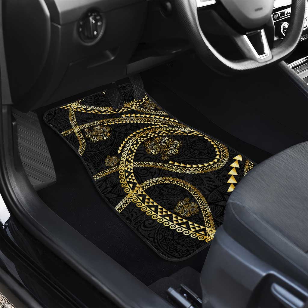Hawaiian Kakau Art and Hisbiscus Tattoo Car Mats Tribal Pattern-Gold Style LT03 - Polynesian Pride