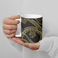 Hawaiian Kakau Art and Hisbiscus Tattoo Ceramic Mug Tribal Pattern-Gold Style LT03 - Polynesian Pride