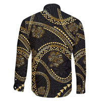 Hawaiian Kakau Art and Hisbiscus Tattoo Family Matching Mermaid Dress and Hawaiian Shirt Tribal Pattern-Gold Style LT03 - Polynesian Pride