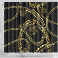 Hawaiian Kakau Art and Hisbiscus Tattoo Shower Curtain Tribal Pattern-Gold Style LT03 - Polynesian Pride