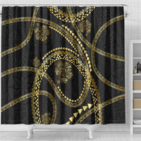 Hawaiian Kakau Art and Hisbiscus Tattoo Shower Curtain Tribal Pattern-Gold Style LT03 - Polynesian Pride