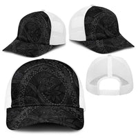 Hawaiian Kakau Art and Hisbiscus Tattoo Baseball Net Cap Tribal Pattern-Black Gradient Style - Polynesian Pride