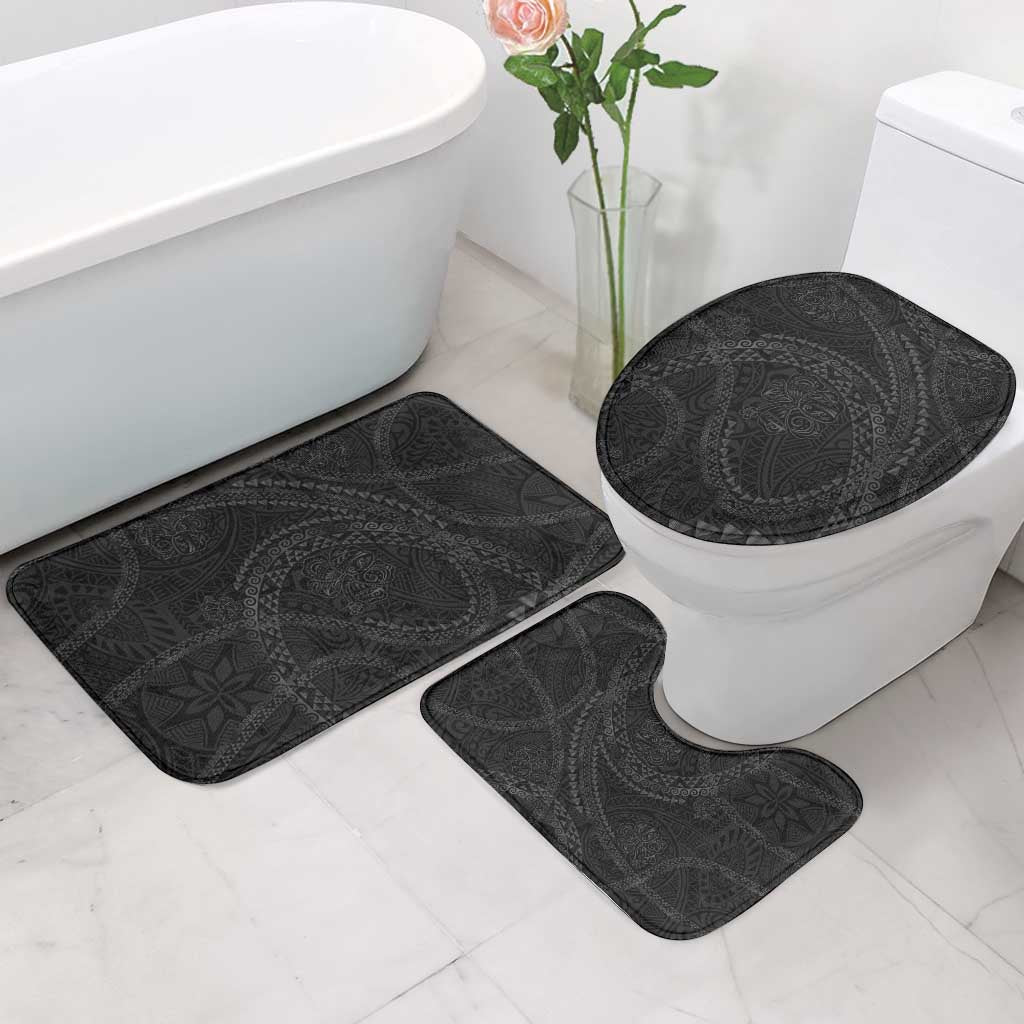 Hawaiian Kakau Art and Hisbiscus Tattoo Bathroom Set Tribal Pattern-Black Gradient Style - Polynesian Pride