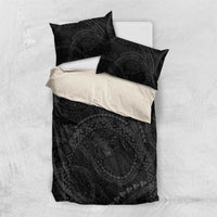 Hawaiian Kakau Art and Hisbiscus Tattoo Bedding Set Tribal Pattern-Black Gradient Style - Polynesian Pride