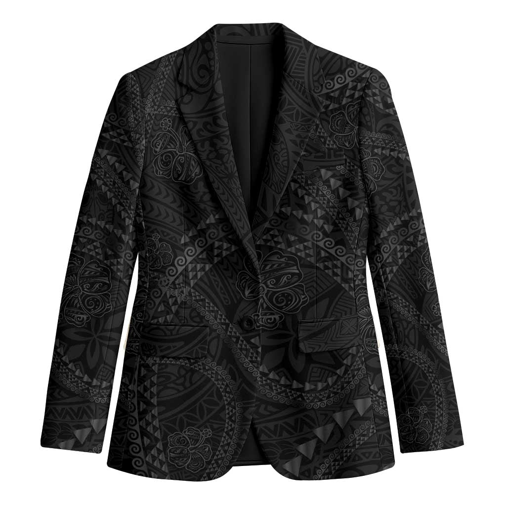 Hawaiian Kakau Art and Hisbiscus Tattoo Blazer Tribal Pattern-Black Gradient Style - Polynesian Pride