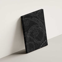 Hawaiian Kakau Art and Hisbiscus Tattoo Canvas Wall Art Tribal Pattern-Black Gradient Style - Polynesian Pride