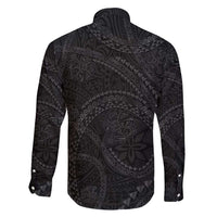 Hawaiian Kakau Art and Hisbiscus Tattoo Family Matching Short Sleeve Bodycon Dress and Hawaiian Shirt Tribal Pattern-Black Gradient Style LT03 - Polynesian Pride