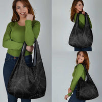 Hawaiian Kakau Art and Hisbiscus Tattoo Grocery Bag Tribal Pattern-Black Gradient Style - Polynesian Pride