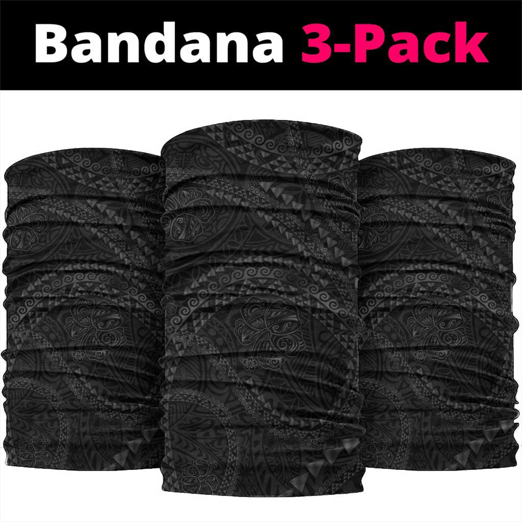 Hawaiian Kakau Art and Hisbiscus Tattoo Neck Gaiter Tribal Pattern-Black Gradient Style - Polynesian Pride