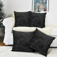 Hawaiian Kakau Art and Hisbiscus Tattoo Pillow Cover Tribal Pattern-Black Gradient Style - Polynesian Pride