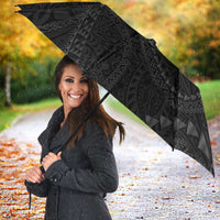 Hawaiian Kakau Art and Hisbiscus Tattoo Umbrella Tribal Pattern-Black Gradient Style - Polynesian Pride