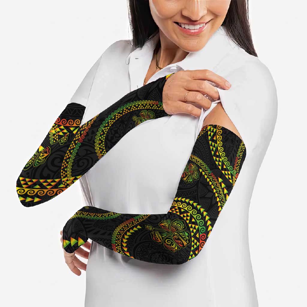 Hawaiian Kakau Art and Hisbiscus Tattoo Arm Sleeves Tribal Pattern-Reggae Style - Polynesian Pride