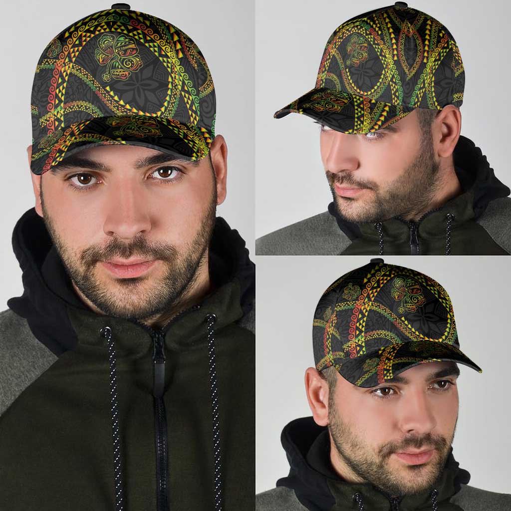Hawaiian Kakau Art and Hisbiscus Tattoo Classic Cap Tribal Pattern-Reggae Style - Polynesian Pride