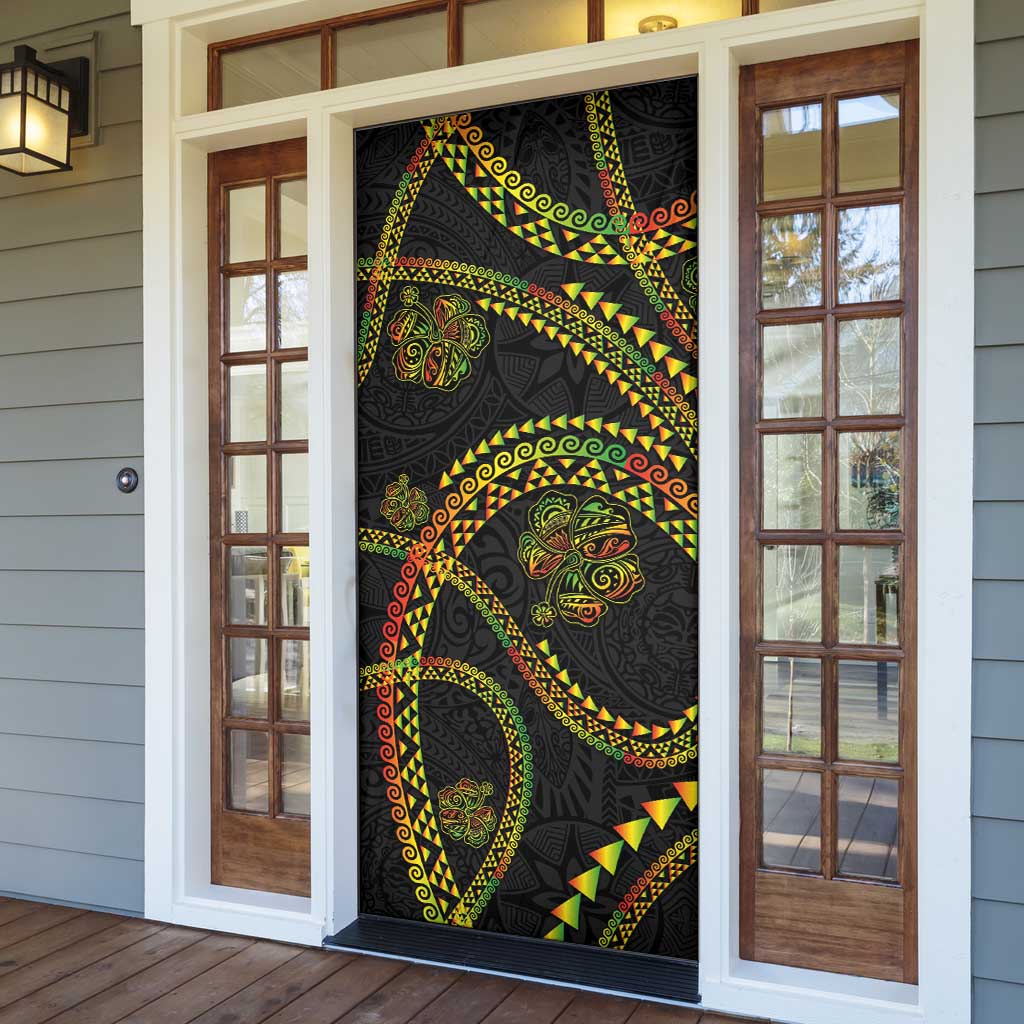 Hawaiian Kakau Art and Hisbiscus Tattoo Door Cover Tribal Pattern-Reggae Style LT03 - Polynesian Pride
