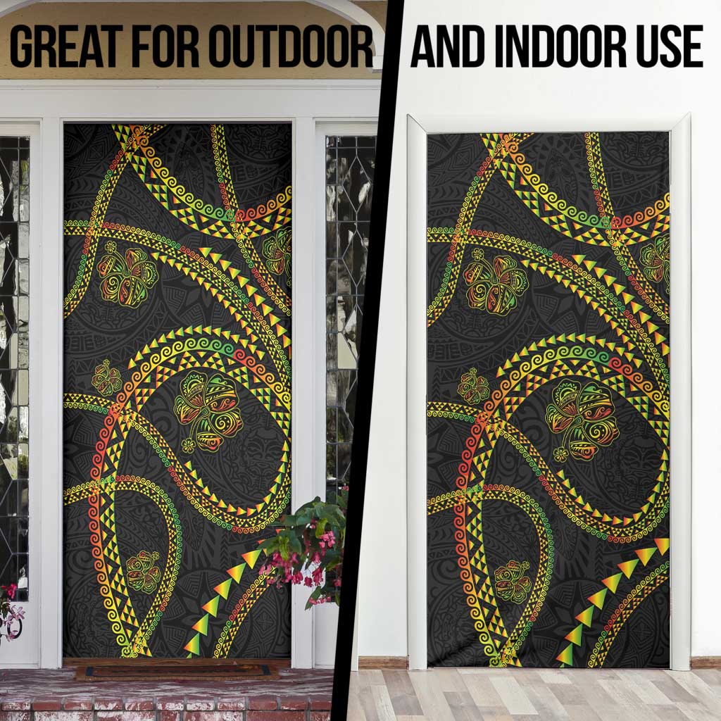 Hawaiian Kakau Art and Hisbiscus Tattoo Door Cover Tribal Pattern-Reggae Style LT03 - Polynesian Pride