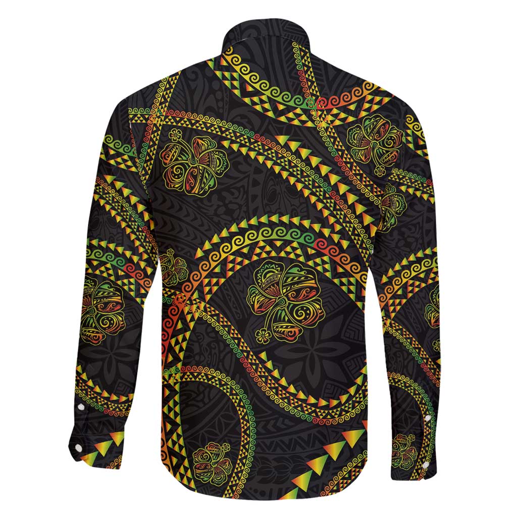 Hawaiian Kakau Art and Hisbiscus Tattoo Family Matching Summer Maxi Dress and Hawaiian Shirt Tribal Pattern-Reggae Style LT03 - Polynesian Pride