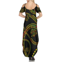 Hawaiian Kakau Art and Hisbiscus Tattoo Family Matching Summer Maxi Dress and Hawaiian Shirt Tribal Pattern-Reggae Style LT03 - Polynesian Pride