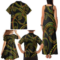 Hawaiian Kakau Art and Hisbiscus Tattoo Family Matching Tank Maxi Dress and Hawaiian Shirt Tribal Pattern-Reggae Style LT03 - Polynesian Pride