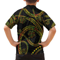 Hawaiian Kakau Art and Hisbiscus Tattoo Hawaiian Shirt Tribal Pattern-Reggae Style - Polynesian Pride