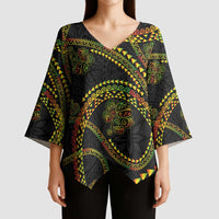 Hawaiian Kakau Art and Hisbiscus Tattoo Kimono Sleeve Blouse Tribal Pattern-Reggae Style LT03 - Polynesian Pride