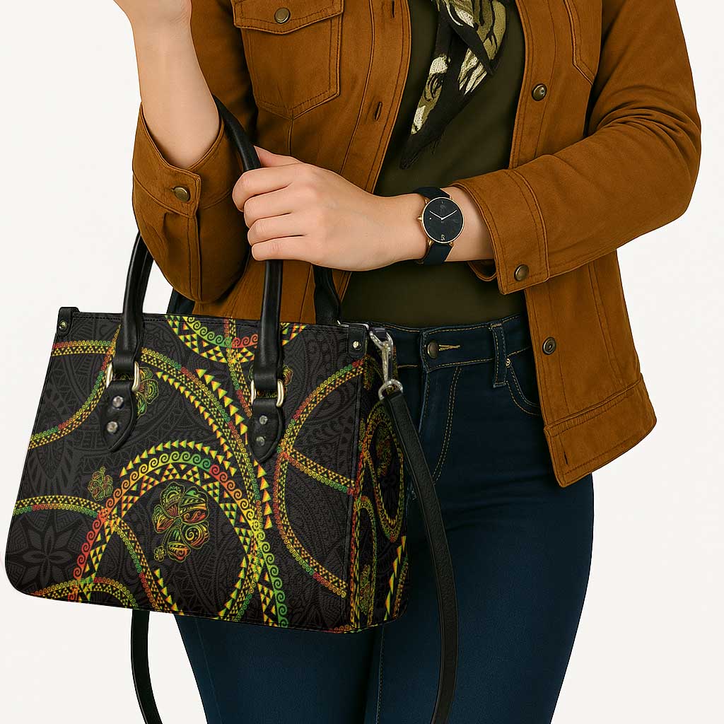 Hawaiian Kakau Art and Hisbiscus Tattoo Leather Bag Tribal Pattern-Reggae Style - Polynesian Pride