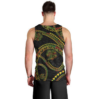 Hawaiian Kakau Art and Hisbiscus Tattoo Men Tank Top Tribal Pattern-Reggae Style LT03 - Polynesian Pride