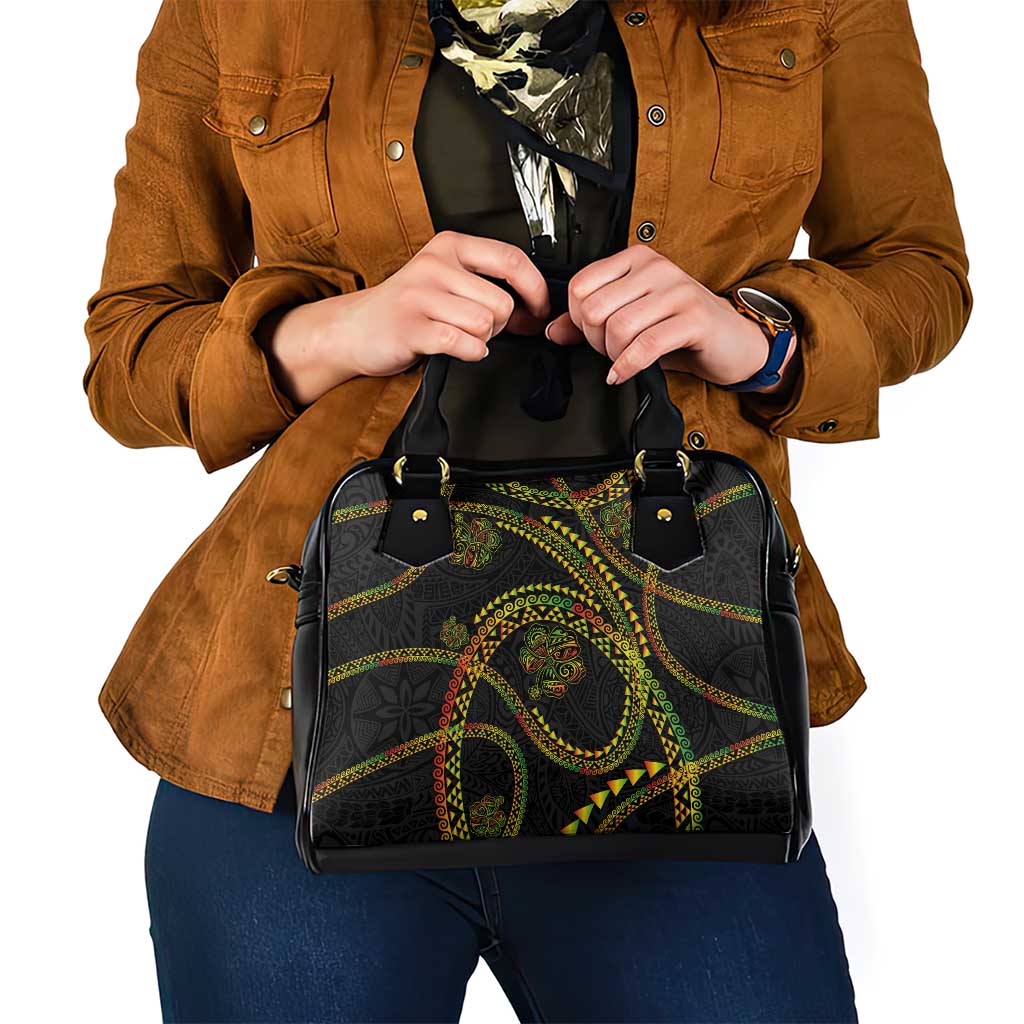 Hawaiian Kakau Art and Hisbiscus Tattoo Shoulder Handbag Tribal Pattern-Reggae Style - Polynesian Pride