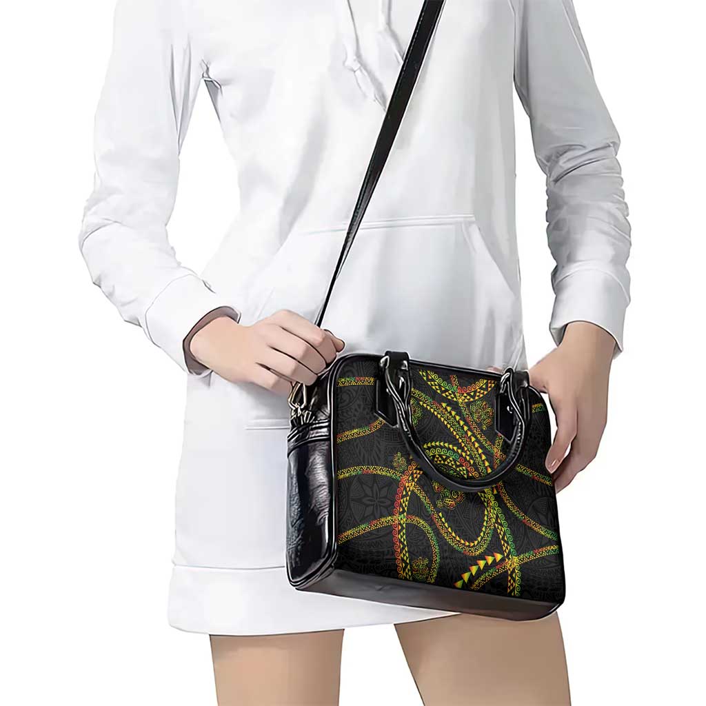 Hawaiian Kakau Art and Hisbiscus Tattoo Shoulder Handbag Tribal Pattern-Reggae Style - Polynesian Pride
