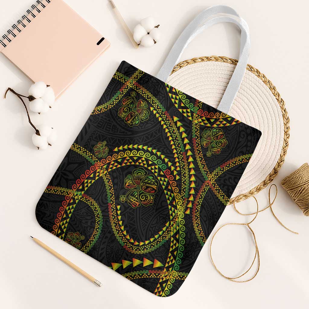 Hawaiian Kakau Art and Hisbiscus Tattoo Tote Bag Tribal Pattern-Reggae Style - Polynesian Pride