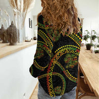 Hawaiian Kakau Art and Hisbiscus Tattoo Women Casual Shirt Tribal Pattern-Reggae Style - Polynesian Pride
