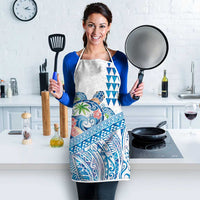 Hawaiian Abstract Sea Turtle Apron Polynesian Tapa Art and Kakau Tattoo White WaterColor - Polynesian Pride