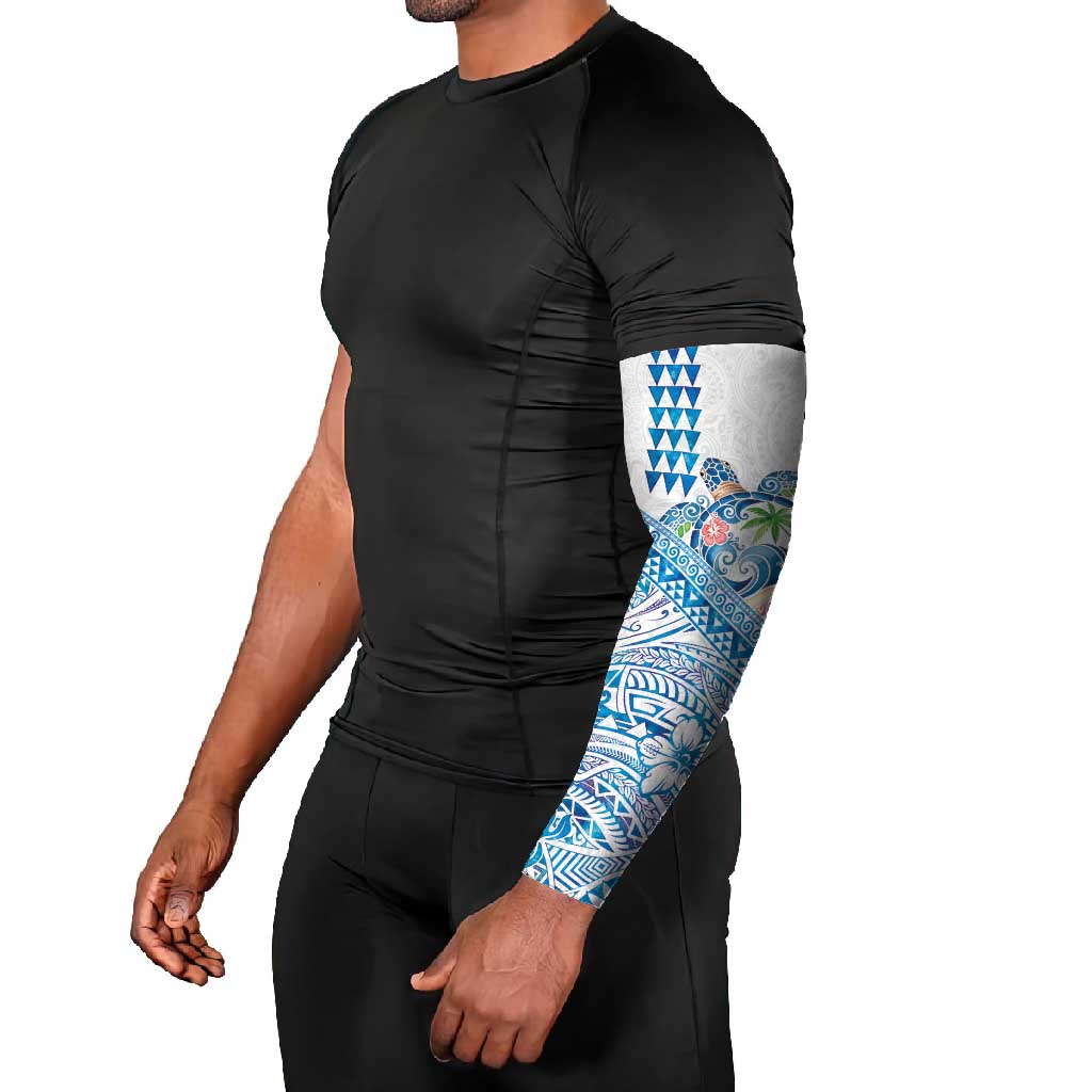 Hawaiian Abstract Sea Turtle Arm Sleeves Polynesian Tapa Art and Kakau Tattoo White WaterColor - Polynesian Pride