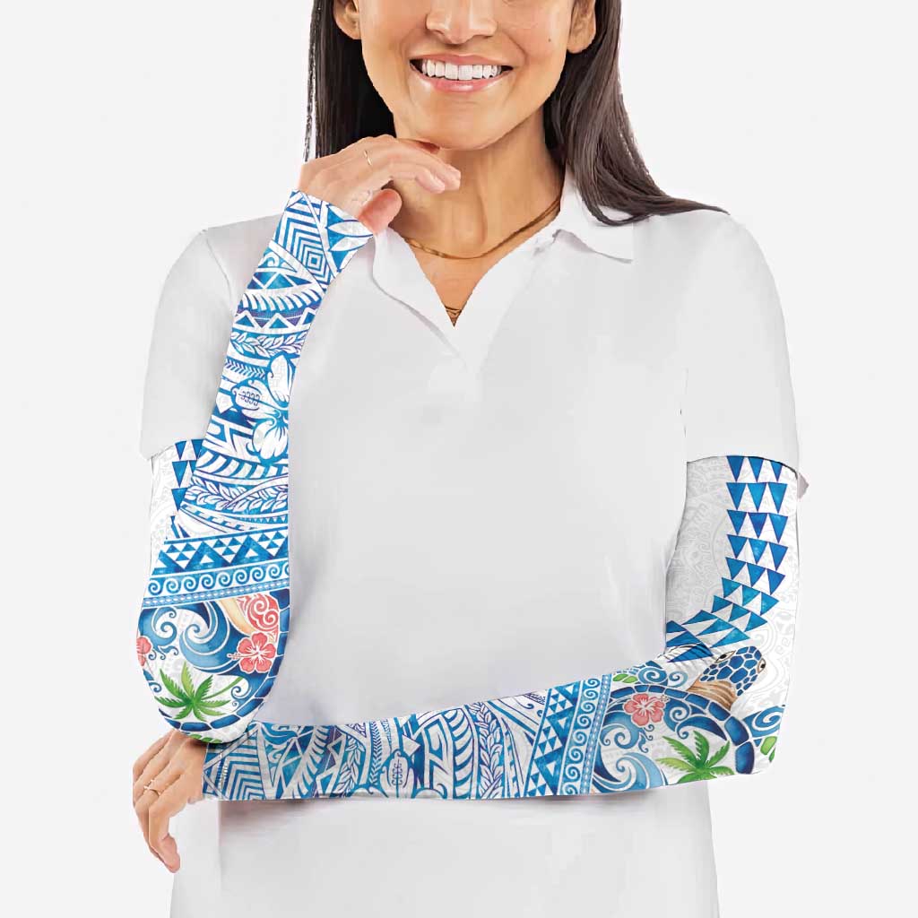 Hawaiian Abstract Sea Turtle Arm Sleeves Polynesian Tapa Art and Kakau Tattoo White WaterColor - Polynesian Pride
