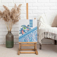 Hawaiian Abstract Sea Turtle Canvas Wall Art Polynesian Tapa Art and Kakau Tattoo White WaterColor - Polynesian Pride