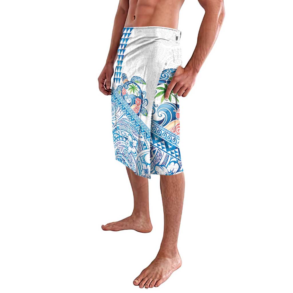 Hawaiian Abstract Sea Turtle Lavalava Polynesian Tapa Art and Kakau Tattoo White WaterColor - Polynesian Pride