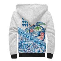 Hawaiian Abstract Sea Turtle Sherpa Hoodie Polynesian Tapa Art and Kakau Tattoo White WaterColor LT03 - Polynesian Pride