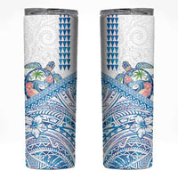Hawaiian Abstract Sea Turtle Skinny Tumbler Polynesian Tapa Art and Kakau Tattoo White WaterColor LT03 White - Polynesian Pride