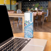 Hawaiian Abstract Sea Turtle Skinny Tumbler Polynesian Tapa Art and Kakau Tattoo White WaterColor LT03 - Polynesian Pride